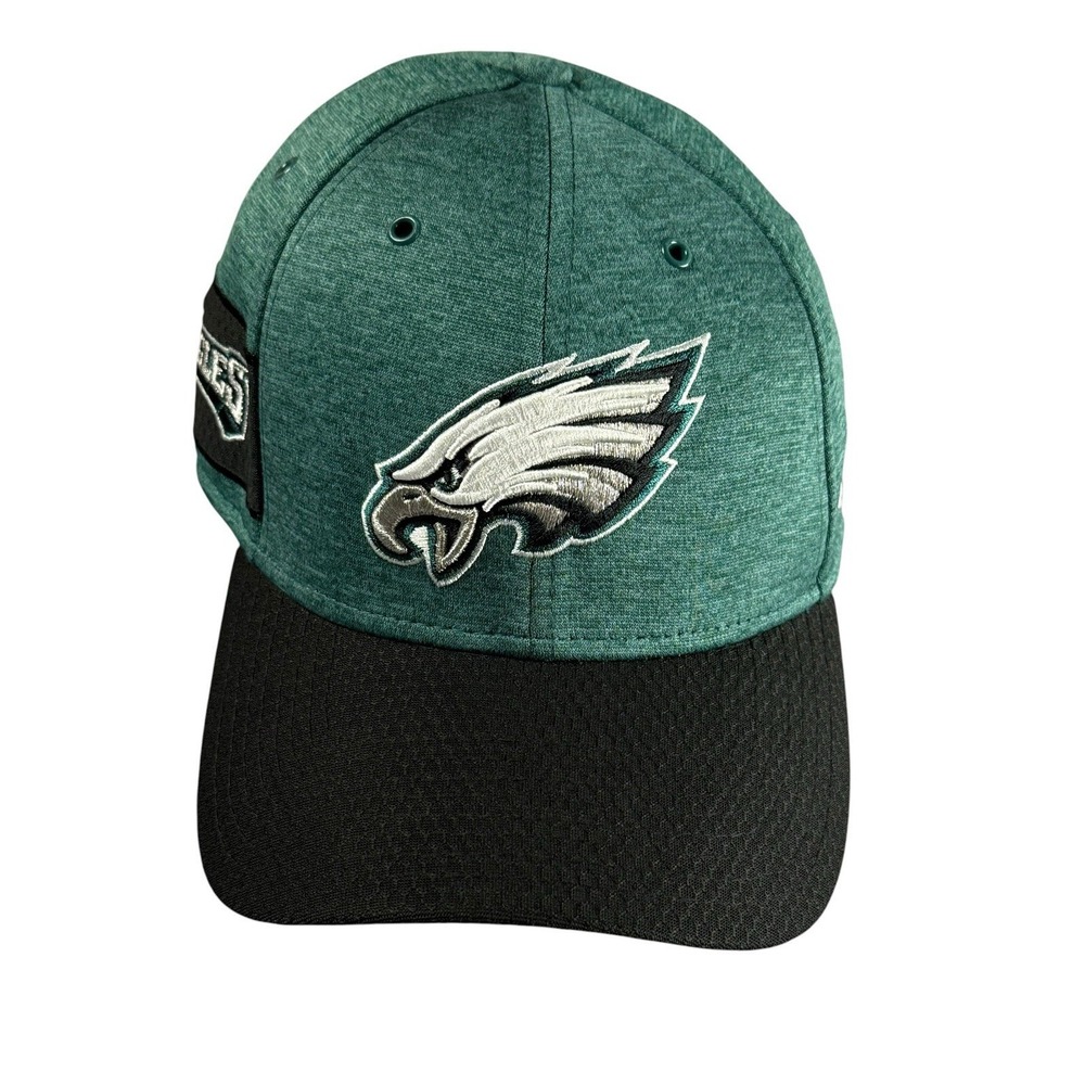 NEW ERA Philadelphia Eagles Hat Medium Large 39THIRTY Stretch Green Black NFL